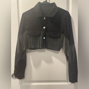 Cropped fringe jacket